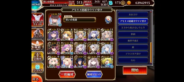 アモキメ超越神級みんなのクリア編成2の参考画像 - わんにゃんランド - アイギス攻略まとめ & DB